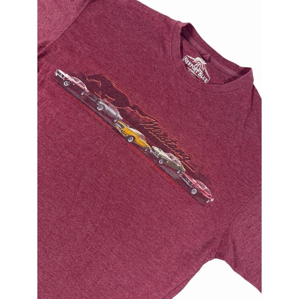Newport Blue Mustang‎ Cars Graphic T Shirt Mens XL Red Heather Automotive Tee